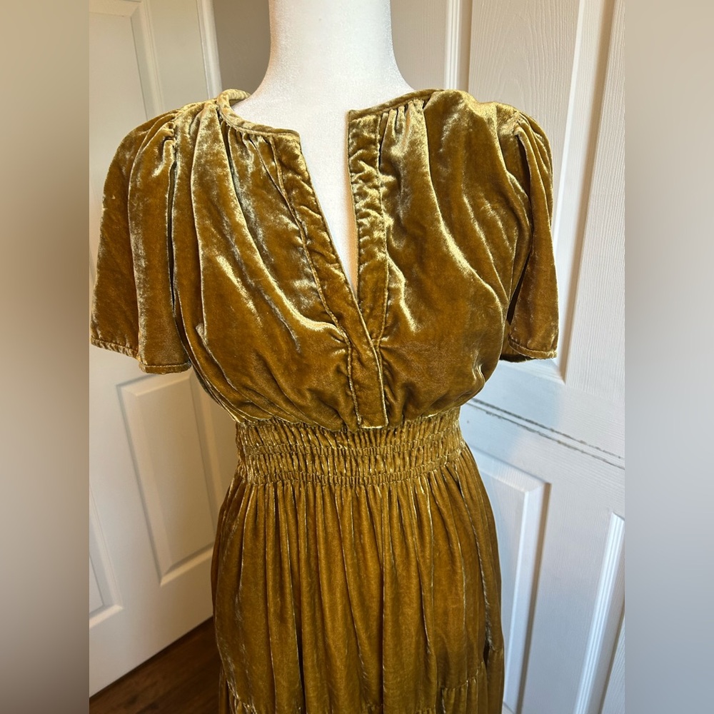Anthropologie Gold Velvet the somerset maxi Dress - Picture 5 of 7